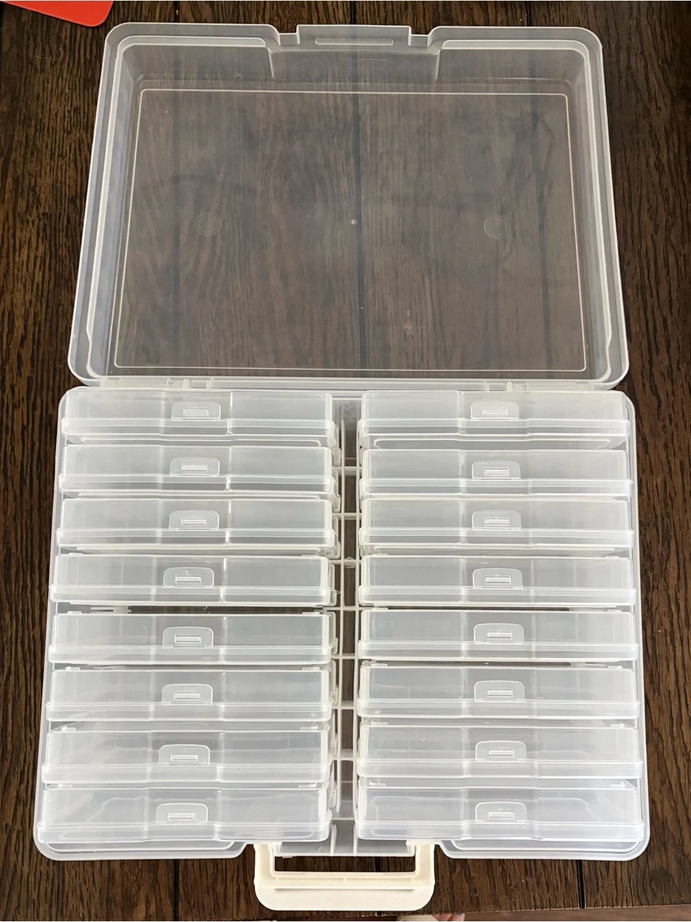 Plastic storage tote with individual containers